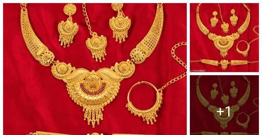 1 Gm Gold Jewellery Set (Temple Dance Jewellery)