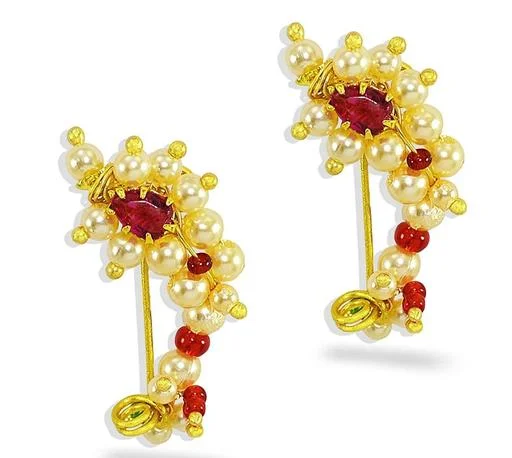 Ccs Maharashtrian Nath Nose Pin Small Size Traditional Diamond Marathi N... (Temple Dance Jewellery) - Image 2