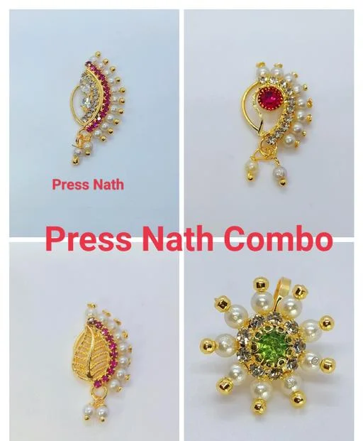 Beautiful Press Nose Ring Nath Combo (Temple Dance Jewellery) - Image 2