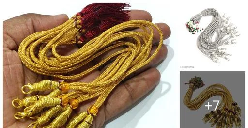 Adjustable Pearl Necklace Back Rope Dori Jewellery Making 6 Pcs Dori Nec... (Temple Dance Jewellery)