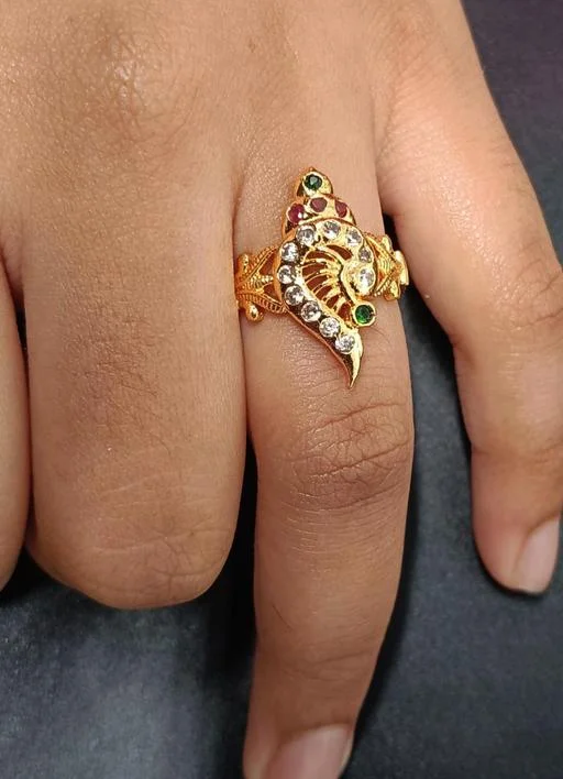 Vanki Ring Traditional Vankivangi Trendy Adjustable Micro Plated Ring Ad... (Temple Dance Jewellery) - Image 2