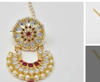 Alluring Bor Chand Tikka Studded American Diamond (Temple Dance Jewellery)