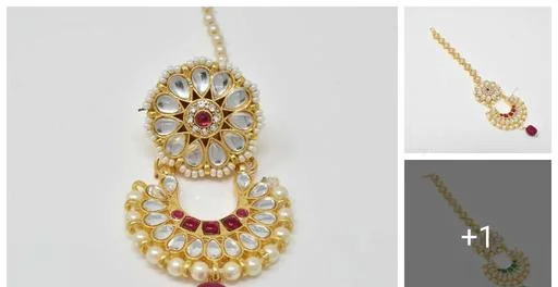 Alluring Bor Chand Tikka Studded American Diamond (Temple Dance Jewellery)
