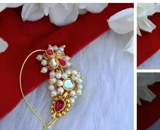 High Quality Material Beads Rajputi Design Nose Ring Nath Nathiya Nathni... (Temple Dance Jewellery)