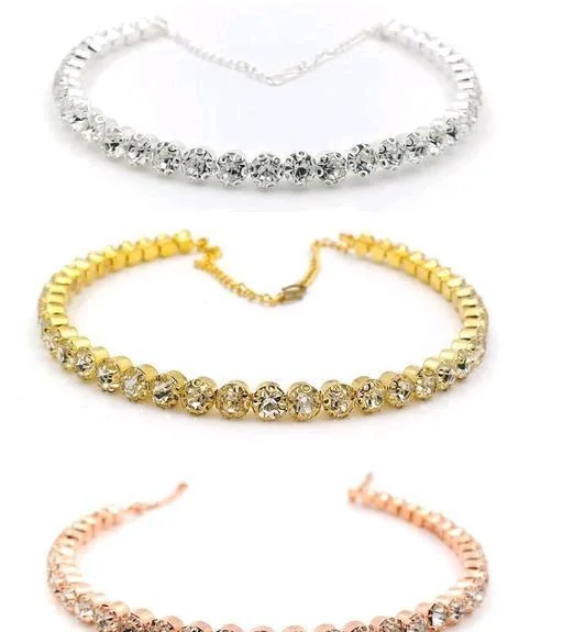Jewellery Silver Crystal Big Stone Choker Necklace Hasli Set Combo 3 (Temple Dance Jewellery) - Image 2