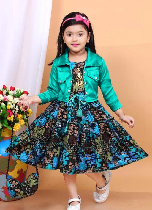 Polyester Fit And Flare Girls Frocks - Image 2