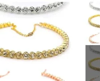 Jewellery Silver Crystal Big Stone Choker Necklace Hasli Set Combo 3 (Temple Dance Jewellery)