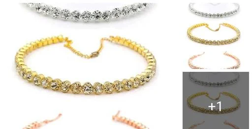 Jewellery Silver Crystal Big Stone Choker Necklace Hasli Set Combo 3 (Temple Dance Jewellery)