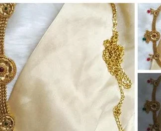 Ss Art Gold Platted Maroon Green Kamarband (Temple Dance Jewellery)
