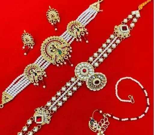 Rajputi Jewellery Combo Set Mangtika Chikset Nath (Temple Dance Jewellery) - Image 2