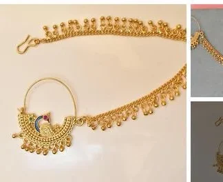 Nosepinnoseringnathiynathuninose Stud Gold Plated Alloy Nath Clip On Nos... (Temple Dance Jewellery)