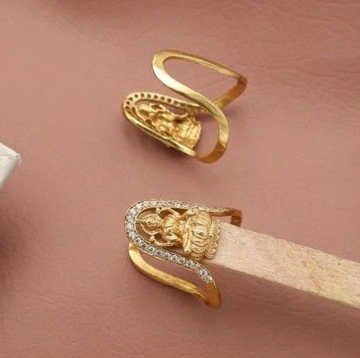 Premium Quality Forming Plated Ad Stone Rings (Temple Dance Jewellery) - Image 2