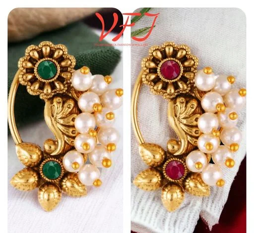 Nath Vfj Premium Quality Traditional Bridal Wear Pearl Stone Studded Cop... (Temple Dance Jewellery) - Image 2