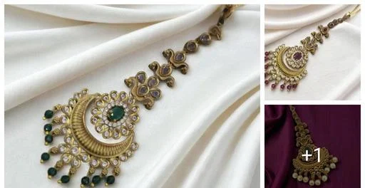 Rendy Gold Polish Maangtikka Red Colour Trendy Micro Polish Plated Red M... (Temple Dance Jewellery)