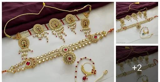 Fancy Rajasthani Maangtika Combo Jewellery Set (Temple Dance Jewellery)