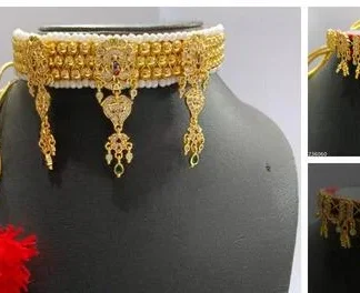 Jewar Mandi One Gram Gold Plated Necklace Tussi Rajasthani Rajputi Jewel... (Temple Dance Jewellery)