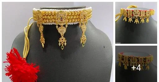Jewar Mandi One Gram Gold Plated Necklace Tussi Rajasthani Rajputi Jewel... (Temple Dance Jewellery)
