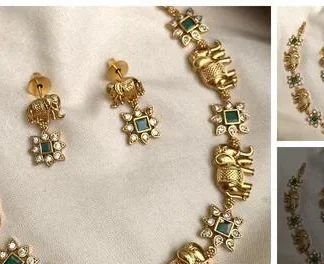 Royal Gajraj Motis Necklace Set Traditional Gold Necklace Set Featuring ... (Temple Dance Jewellery)