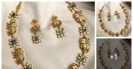Royal Gajraj Motis Necklace Set Traditional Gold Necklace Set Featuring ... (Temple Dance Jewellery)