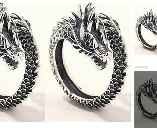 Dragon Faced Rings Men Rings Adjustable Rings Gifts Boys (Temple Dance Jewellery)