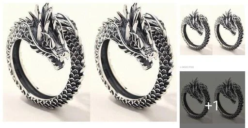 Dragon Faced Rings Men Rings Adjustable Rings Gifts Boys (Temple Dance Jewellery)