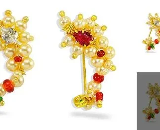 Kyoot Jewels Marathi Pearl Nose Pin Maharashtrian Nath Combo (Temple Dance Jewellery)