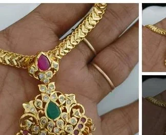 Zozoe One Gram Gold Attigai Necklace Chain (Temple Dance Jewellery)