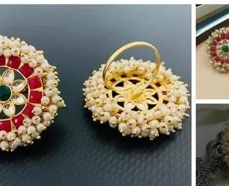 Gold Kundan Chunky Finger Ring 2 (Temple Dance Jewellery)