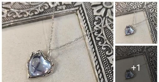 Silver Heart Necklace Classic Heart Shaped Sterling Silver Pendant Set P... (Temple Dance Jewellery)