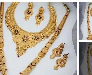 Fancy 1 Gram Gold Plated Jewellery Set (Temple Dance Jewellery)
