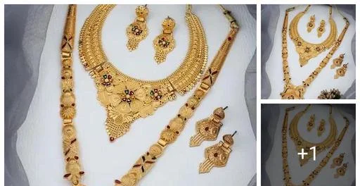 Fancy 1 Gram Gold Plated Jewellery Set (Temple Dance Jewellery)