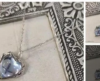 Silver Heart Necklace Classic Heart Shaped Sterling Silver Pendant Set P... (Temple Dance Jewellery)