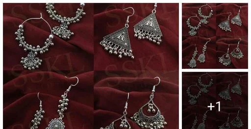 Sskl Exclusive Oxidised Earrings Combo (Temple Dance Jewellery)