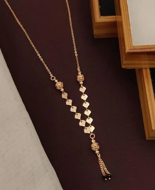 Monzista Ad Gold Plated Mangalsutra Pendant Chain Earrings (Temple Dance Jewellery) - Image 2