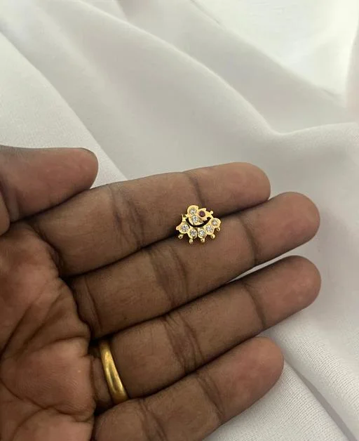 Premium Quality Gold Plated Impon Nose Pin (Temple Dance Jewellery) - Image 2