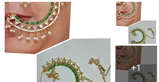 Kundan Bif Size Jodha Nath Nose Ring Nathya (Temple Dance Jewellery)