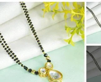Kyoot Jewels Mangalsutra Single Pendant Kundan Pear Shaped Gold Plated C... (Temple Dance Jewellery)