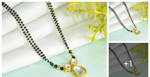 Kyoot Jewels Mangalsutra Single Pendant Kundan Pear Shaped Gold Plated C... (Temple Dance Jewellery)