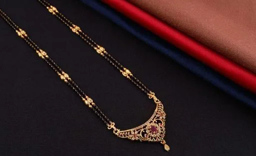 Allure Fancy Latest Mangalsutra Short Design Offer Trending Stylish (Temple Dance Jewellery) - Image 2