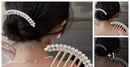 Elegant Pearl Hair Comb Clip (Temple Dance Jewellery)