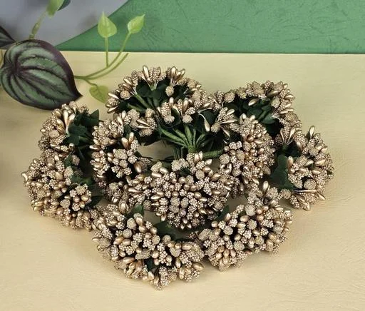 12 Bunch Artificial Pollen Flower Perfect Tiara Making Flowers Bouquet H... (Temple Dance Jewellery) - Image 2