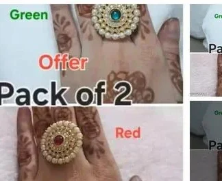 Stylish Ethnic Kundan Beads Ring 2 (Temple Dance Jewellery)