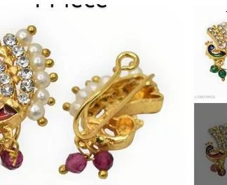 Classic Designer Bridal Royal Nosepin Nose Ring Pressed Nosepinbesarnath... (Temple Dance Jewellery)
