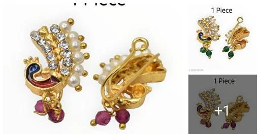 Classic Designer Bridal Royal Nosepin Nose Ring Pressed Nosepinbesarnath... (Temple Dance Jewellery)