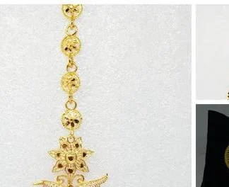 Stylish Maang Tikka Gold Plated Jewelry Festive Wear Cultural Adornment ... (Temple Dance Jewellery)