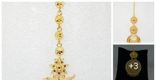Stylish Maang Tikka Gold Plated Jewelry Festive Wear Cultural Adornment ... (Temple Dance Jewellery)