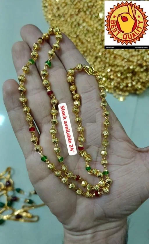 Jewellery One Gram Gold Gold Plated Copper Latest Designer Neck Chain Me... (Temple Dance Jewellery) - Image 2