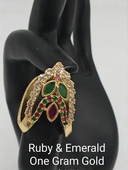 One Gram Gold Impon Cz Stones Vanki Vangi Ring Daily Use Adjustable Size... (Temple Dance Jewellery) - Image 2