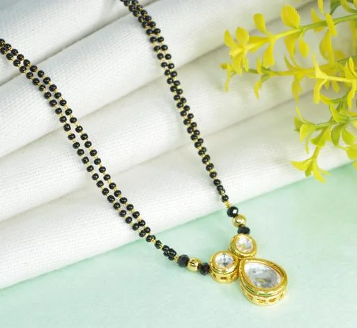 Kyoot Jewels Mangalsutra Single Pendant Kundan Pear Shaped Gold Plated C... (Temple Dance Jewellery) - Image 2