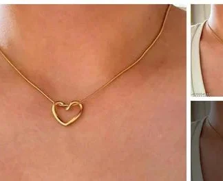 Gold Heart Shape Necklace Chain Fancy Micro Gold Plated Pendant Set Prem... (Temple Dance Jewellery)